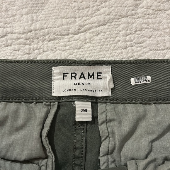 Frame Le Service Skinny Denim Army Green Cargo distressed.  low rise. Size 26 - Picture 3 of 9